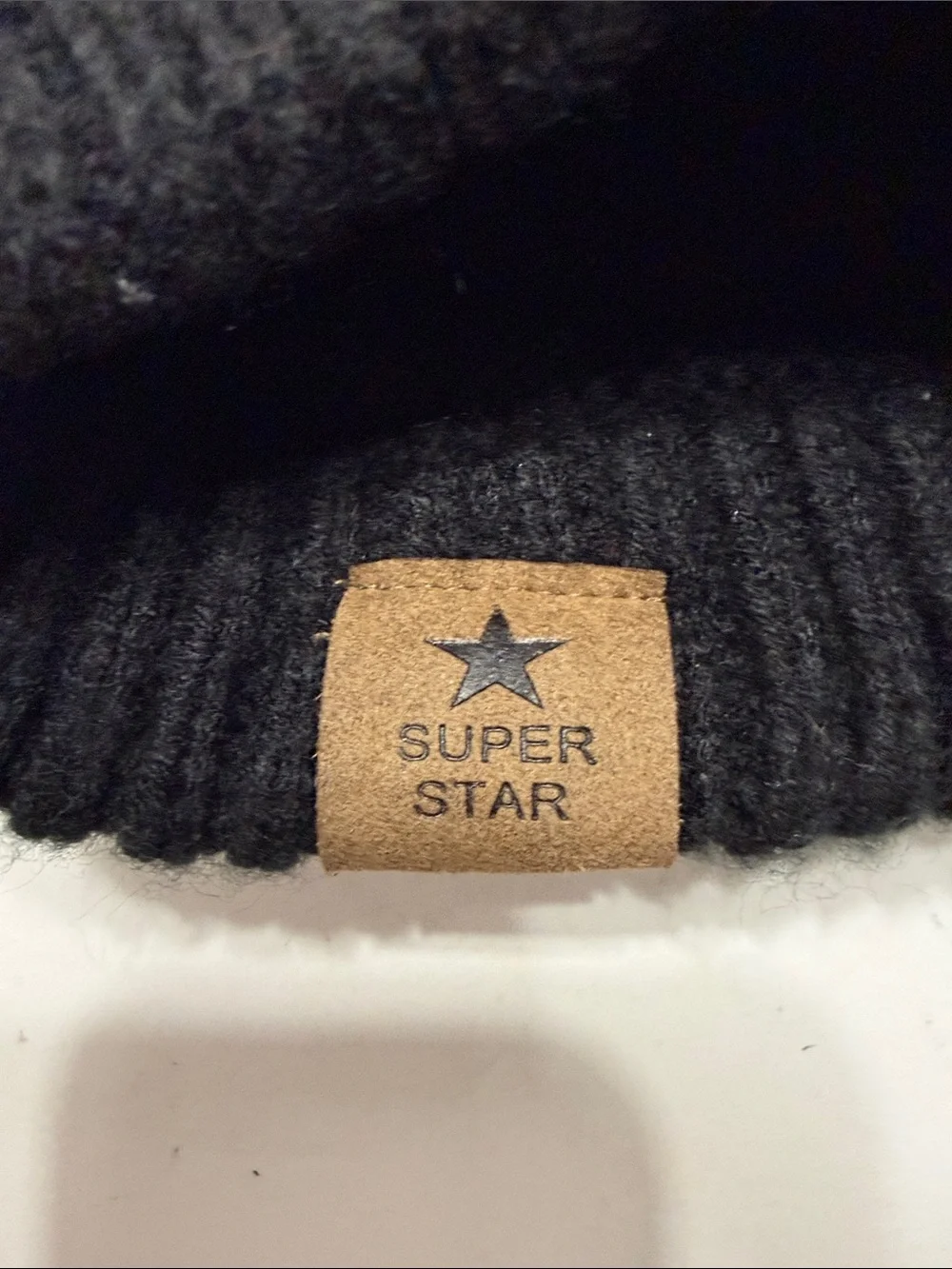 Super star Kids Black Knit Beanie Hat